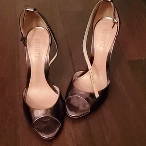 Schutz bronze metallic heels